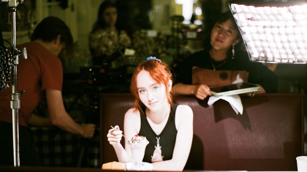 April Consalo with sundae and Aimee Kuge